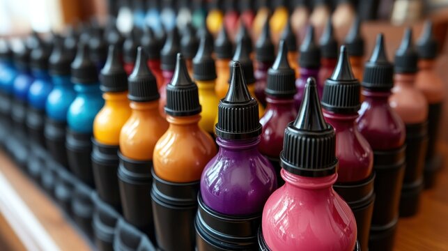 Colorful ink bottles